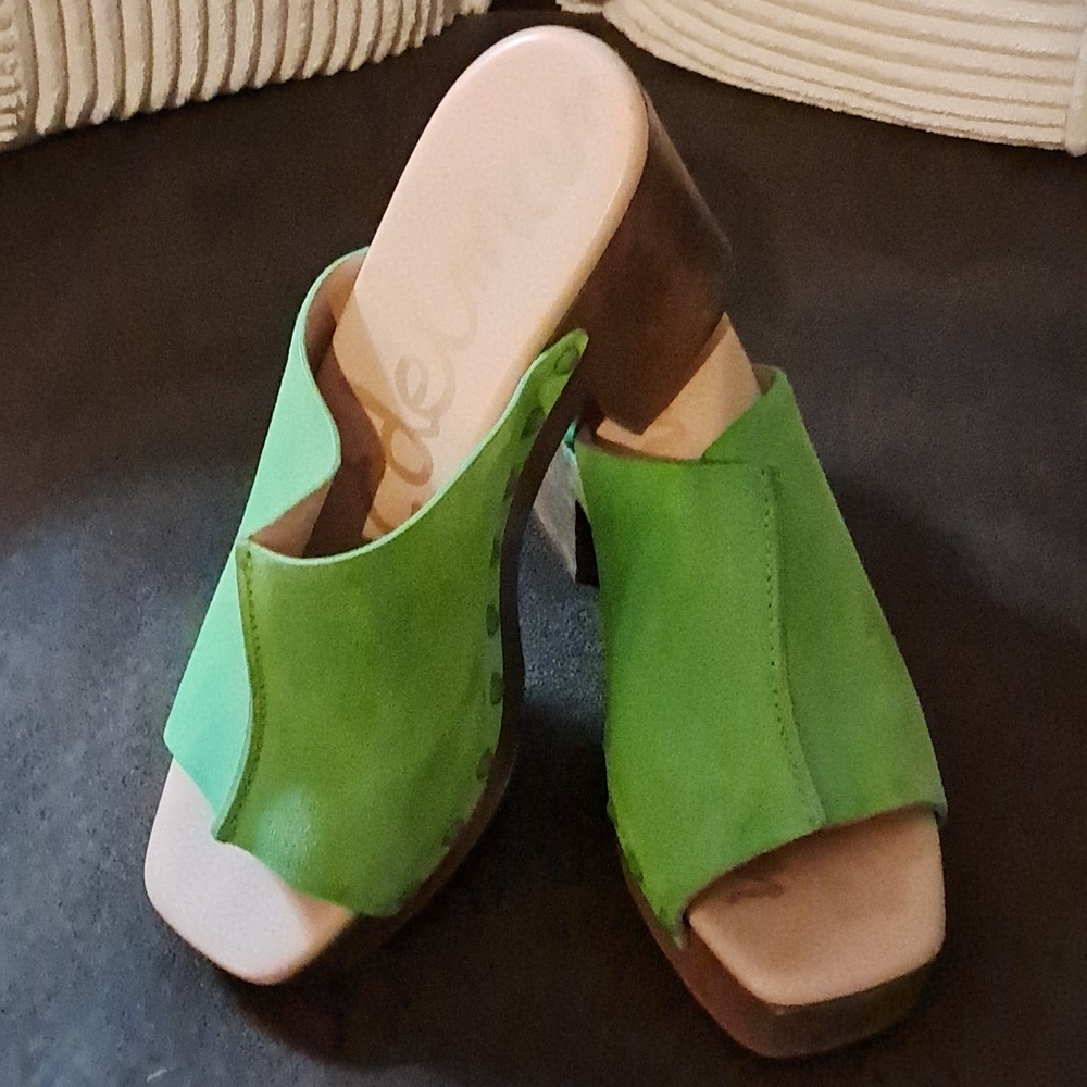 Sam Edelman Josselyn Studded Suede Boho Platform Clogs Size 7 70's Preowned - Picture 2 of 10